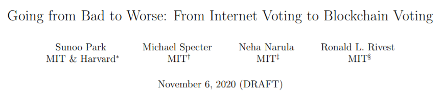 That's it. This is why this article is titled: Going from Bad to Worse: From Internet Voting to Blockchain Voting.The worst part is that people read this and then cite it in their article, like Lee. And what do they say again?Thread 13/15