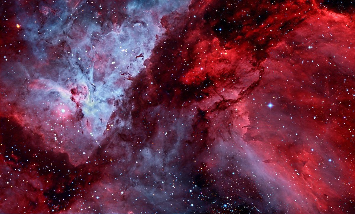 Xavi_Bros's tweet photo. This stunning image of a part of NGC 3372 emission #nebula in Carina was done by @AstroSabadell member Josep M Drudis. 
This nebula is situated 7500 lightyears far and contains some of the most massive and bright stars of our galaxy and galaxy satellites. https://t.co/PoYUHcLqIq