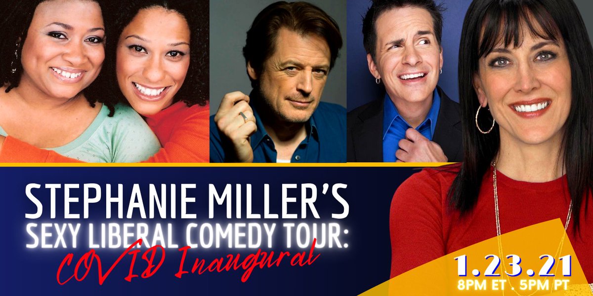 StephMillerShow's tweet photo. You canβt miss the big party!! The Sexy Liberal Comedy Tour: Covid Inaugural starts soon!! Tickets just $15 at the βTourβ section of https://t.co/58zN11csMV! @HalSparks @JohnFugelsang @frangeladuo #SexyLiberal https://t.co/wAY5zyhfsN