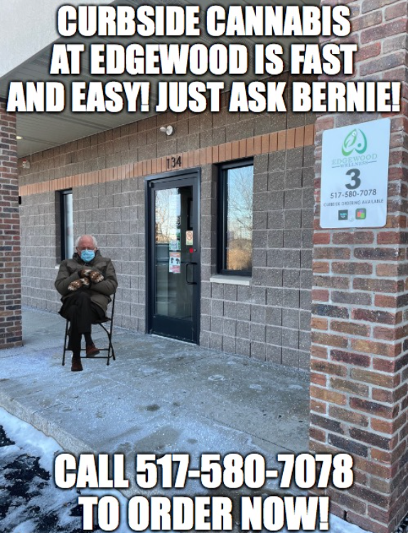 EdgewoodCanna's tweet photo. Edgewood is hip to the meme game! And our curbside cannabis is fast and easy! Call now to order 517-580-7078! https://t.co/ELQxZYFh58