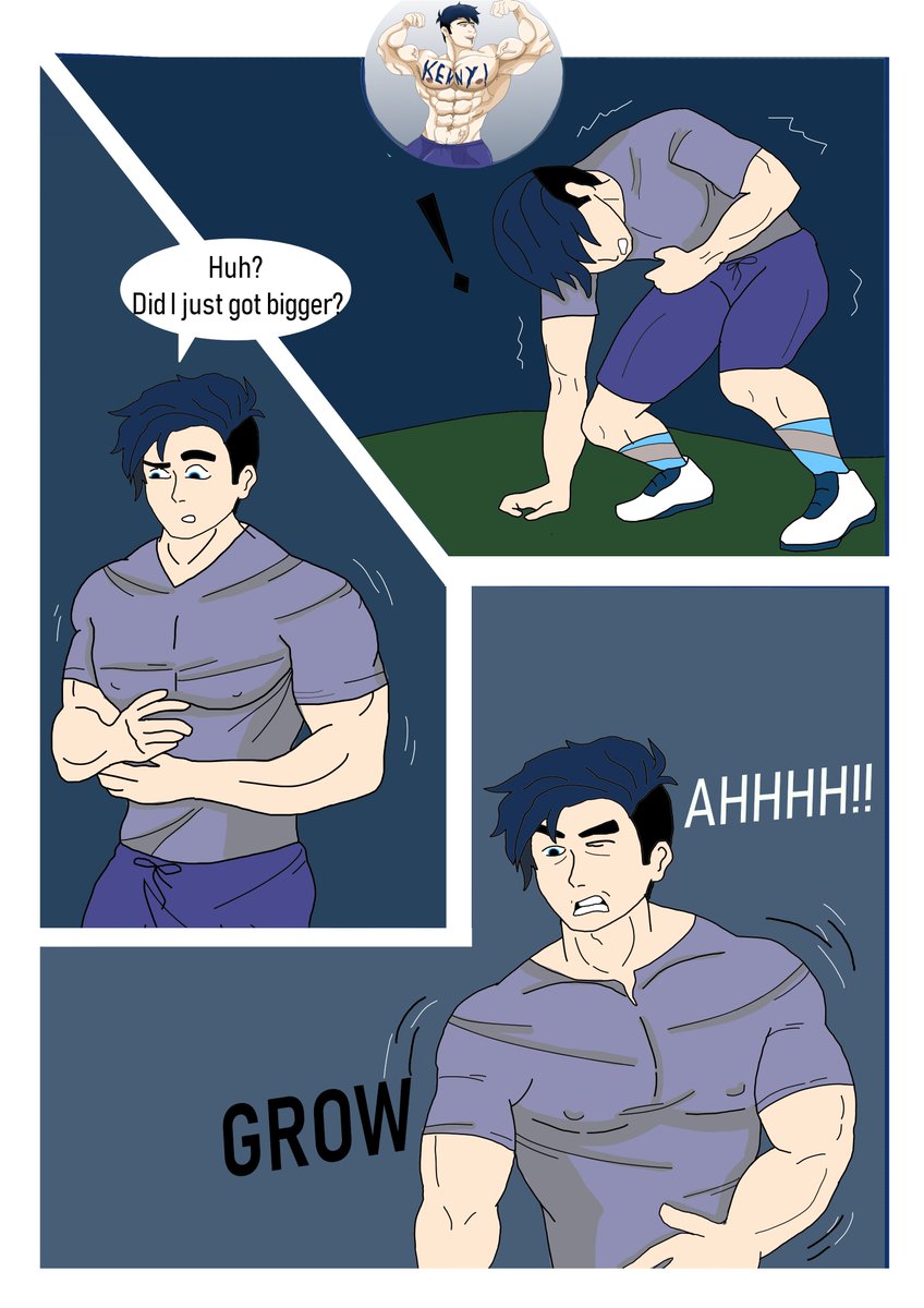 art_kennys's tweet image. Here´s the first part of my shooting star Muscle Growth Comic. I wish I would grow like those guys ;)

If you want to see the Full Version it’s available for 5$ on my Patreon Page. You can also see Updates for my Muscle Growth Animation Nr. 3.

#musclegrowth #muscles #kennysart