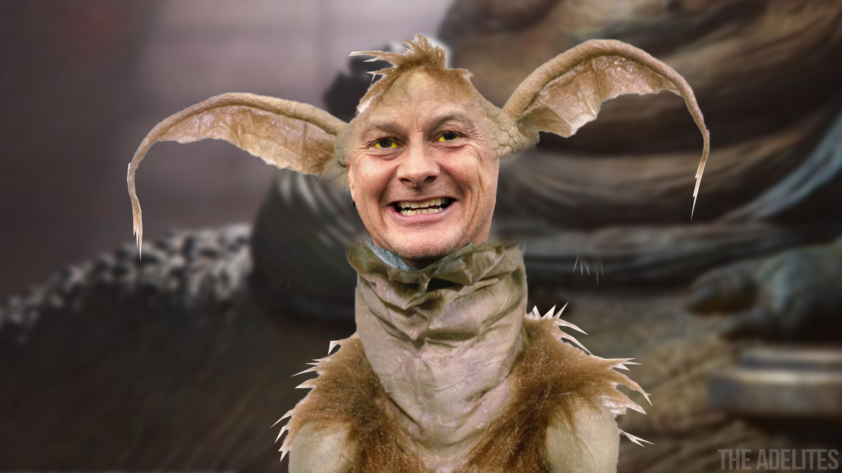 Solskaerous Crumb - Monkey-Lizard from a deserted Ice planet. Pretends to be in charge but is just a front for a crime organisation. Voice like a teen who's balls are about to drop, face like a rotten sandwich. Sat on the bench all his life. Takes the credit, not the blame.  #mufc