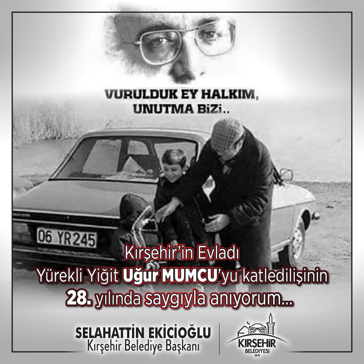 EkiciogluSlhttn's tweet photo. Kırşehir'in evladı; yürekli yiğit, keskin kalem, onurumuz Uğur Mumcu'yu katledilişinin 28. yılında saygı ve rahmetle anıyorum. #UğurMumcu #UğurlarOlsun https://t.co/eedxWFjEYq