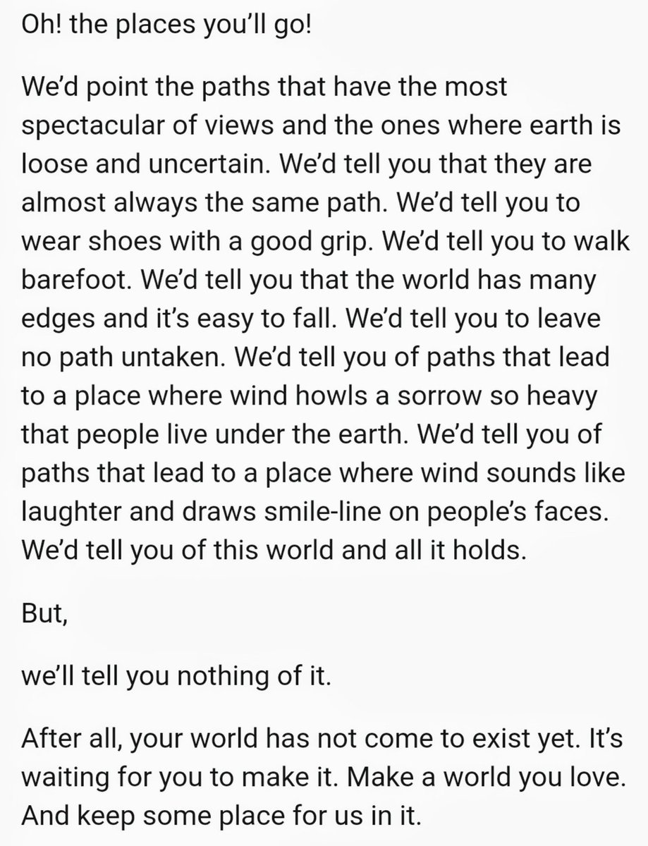 From  @neuroacademic: "A friend wrote the most touching, beautiful letter to me as I leaving my home country for studies. It has moved me to tears every single time I've read it in the last 7 years. Partly because it's personal & means a lot. But also because of the writing." 