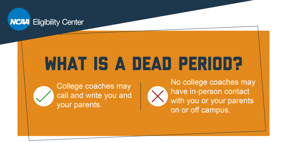 Is your sport in a dead period? View the <a href="/NCAA/">NCAA</a> recruiting calendars to learn what times of the year college coaches may not have any in-person contact with you or your parents.

➡️ on.ncaa.com/RecruitCal