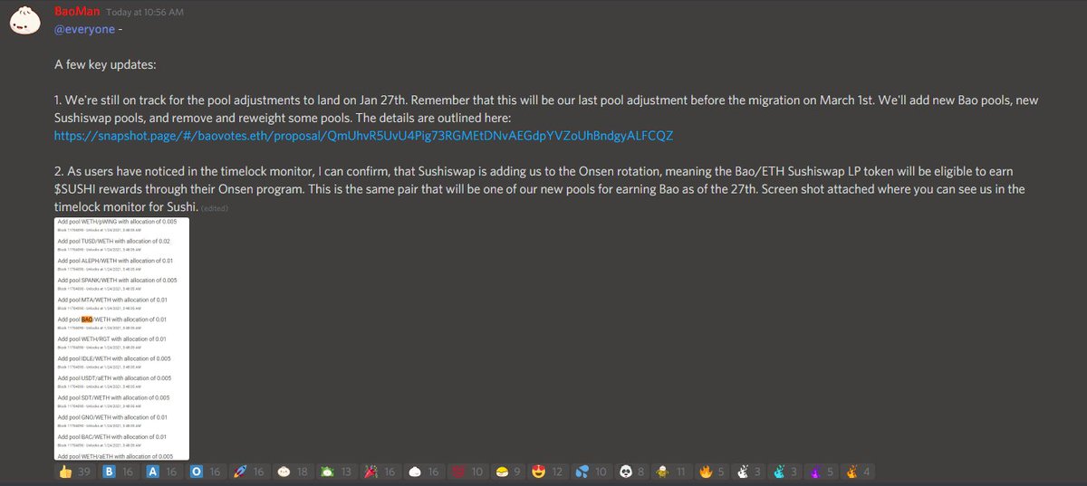 thebaoman's tweet photo. $BAO is joining the @SushiSwap Onsen pools so you'll earn $SUSHI and $BAO when farming that pool once live.

Plus we're rolling out our last pool updates before the migration this coming week, with lots of exciting new pools and increased rewards for Bao pools! https://t.co/Mq6p1mY9GT