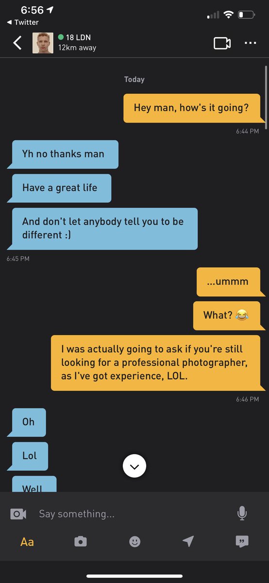 That feeling when you want to start professional photography again and this convo happens 