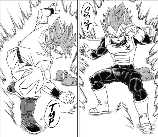 (Initial) Super Saiyan Blue: Identical to SSGSS in the RoF movie. It has a simple SSJ-like aura and there’s no noteworthy stamina drain. This version of Blue is shown in the early U6 Arc, but is suddenly replaced with Advanced Blue afterwards. —