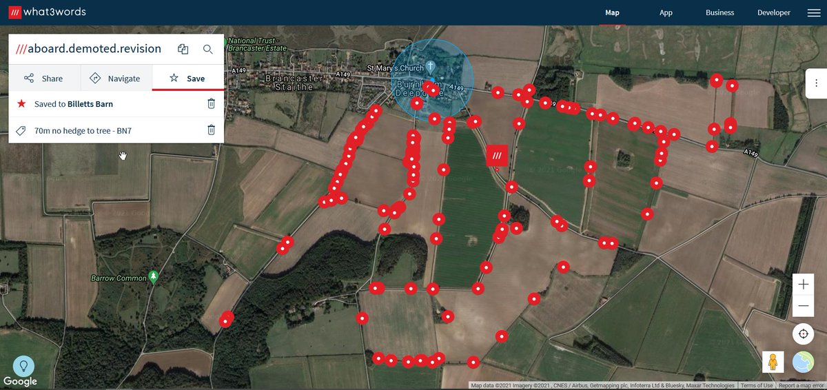 We use  @what3words for sharing location data with contractors and emergency services if we ever need it. We used W3W to record notes and management prescriptions for a survey of our hedgerows.