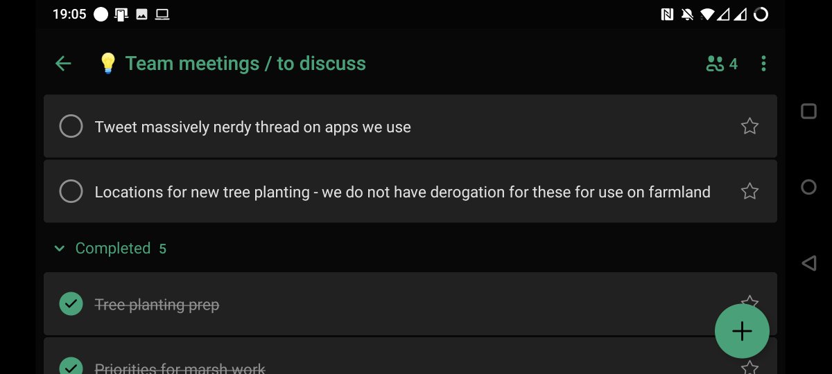 Other than that, we're keeping track of small jobs around the farmyard and office with  @Microsoft To Do, and, every so often, bits of paper. We still meet once a week as a team to chat about work. How are you getting organised?