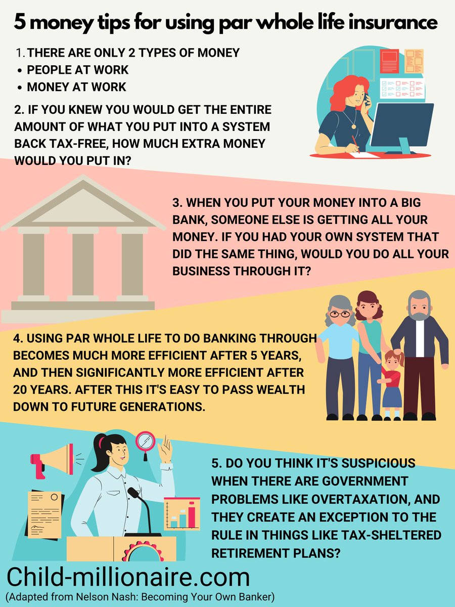 ColeSnell's tweet photo. 5 money tips for using par whole life.
https://t.co/Pw7Oh2cq8X 
 
#starttheconversation #financialliteracy #lifeinsurance #insurance #infinitebanking #wealth #retirement https://t.co/DrS6RfMXSl