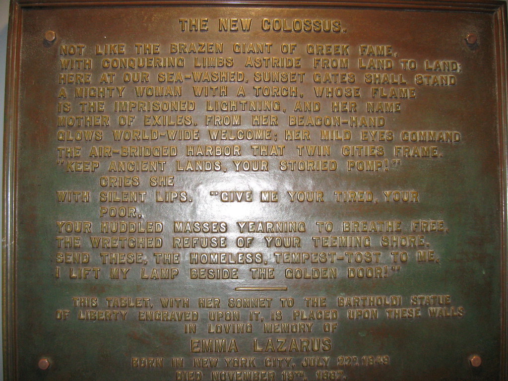 This sonnet, written 1883 and placed inside the Statue of Liberty in 1903, continues to be cited in national debates as though it were a founding document of the country.(Interestingly, mostly just the part after the volta is quoted. The sonnet structure is somewhat lost.)