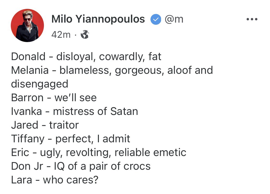 Parlertakes🇺🇸 (@parlertakes) on Twitter photo 23/01/2021 19:14:01 I don’t agree with this entire list, but he is on point for some of it. I don’t agree with this entire list, but he is on point for some of it.
