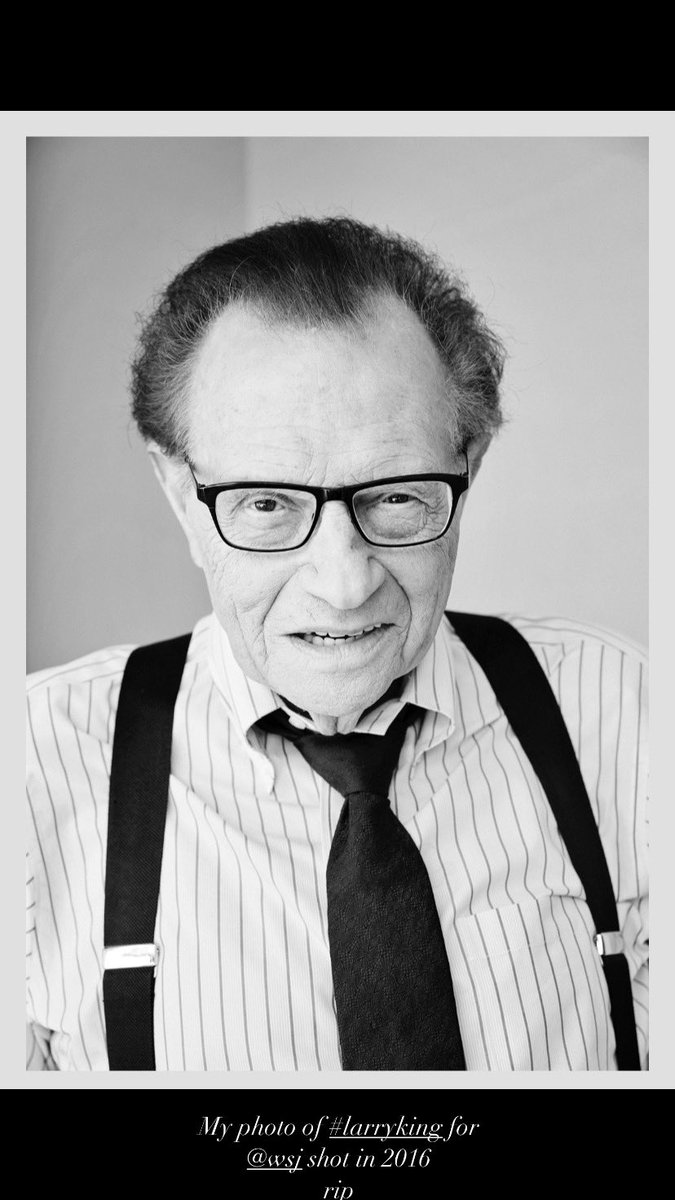 amandaEfriedman's tweet photo. @kingsthings My photo of Larry taken in 2016 for @WSJ. He was sincere and funny and referred to me as “friedman” the entire session. 😂#LarryKing https://t.co/OsyiFmQMEk