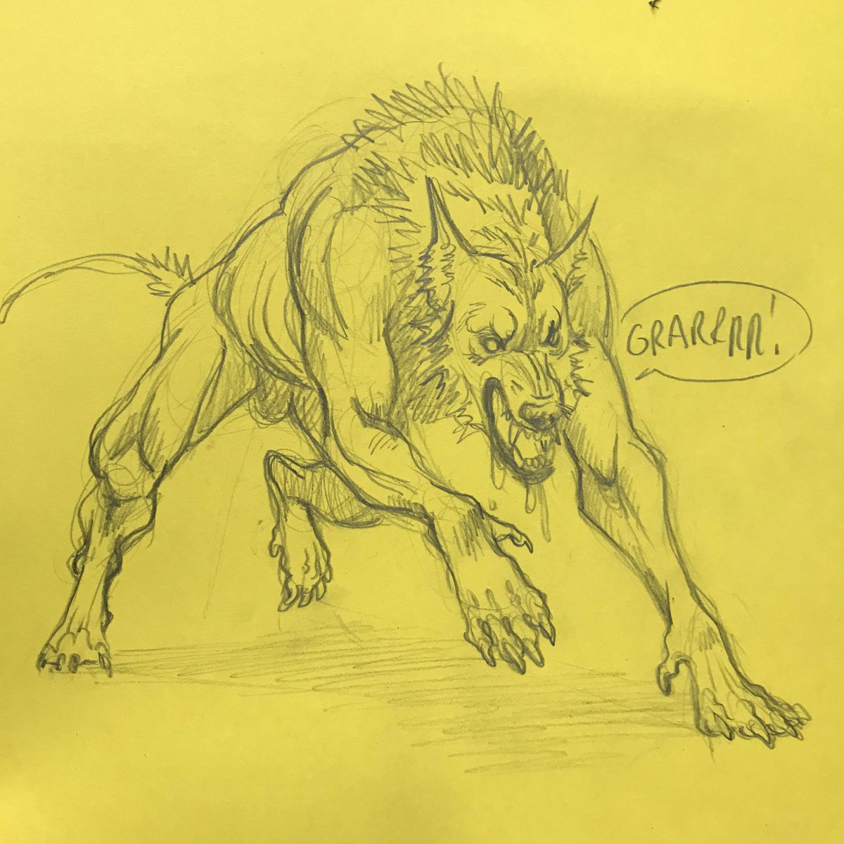 vorerilla's tweet image. i drew a big ol werewolf during my break yesterday @ work