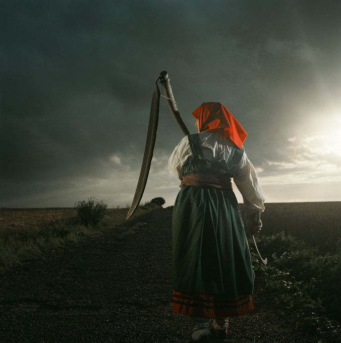 The Art of Album Covers.A woman cutting corn in Russian peasant costume in a field just off the M11 motorway.Photos Brian Griffin.LIFE magazine put it on the cover of an issue devoted to the best colour photographs of the 1980s.Used by Depeche Mode on A Broken Frame - 1982