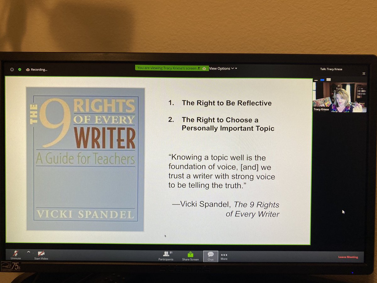 A_L_Hardwick's tweet photo. Do we allow students to explore their voice? To share their expertise? We must make space for students to write! #letthemwrite @mrskriese106 #TCTELA2021 https://t.co/CfpsMwKa8X