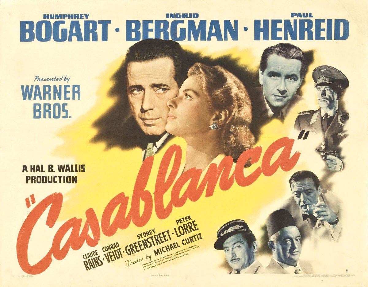 🎬’Casablanca’ starring Humphrey Bogart, Ingrid Bergman and Paul Henreid premiered in theaters 78 years ago today, January 23, 1943