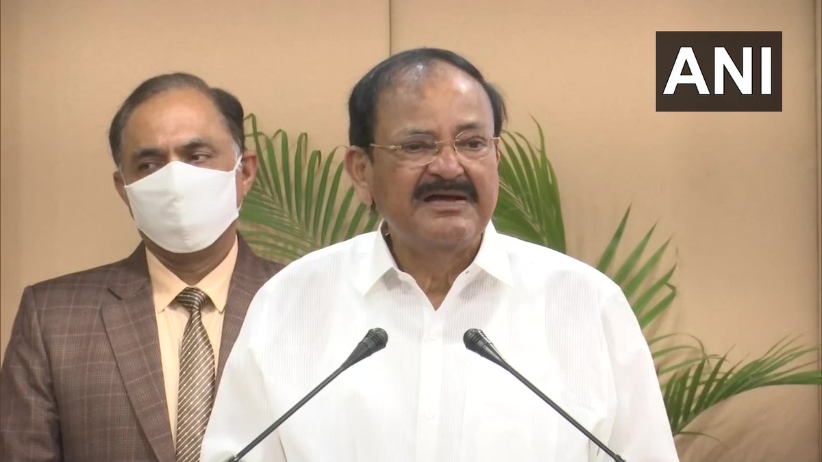 ANI's tweet photo. Nationalism doesn't mean only saying 'Jai Hind' or singing 'Jana Gana Mana' or 'Vande Matram'.'Jai Hind' means every Indian's 'Jai ho' which is possible when their needs are taken care of, they're fed properly, have clothing&amp;don't face discrimination:Vice President V Naidu (23.1) https://t.co/hJygCIYR1k