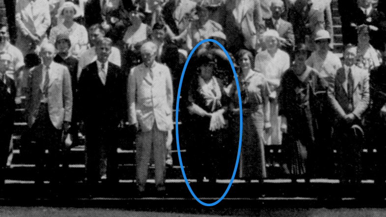 Next to Bennot, we find noted astronomer Annie Jump Cannon. The second pic depicts Philip Fox, Cannon and other astronomers from an earlier Adler visit in 1930. Cannon authored the modern stellar classification system, among other achievements. 7/19