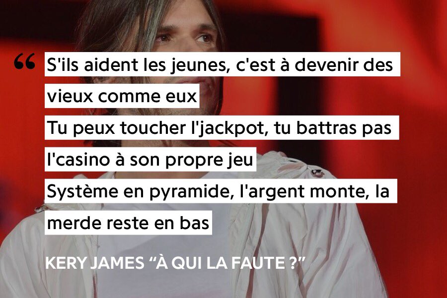 Si Kery prône ensuite l’entreprenariat dans les banlieues, Orelsan lui rétorque que le but de l’état sera toujours de faire de l’argent sur leurs dos et de laisser une grande majorité d’entre eux dans la misère sociale.