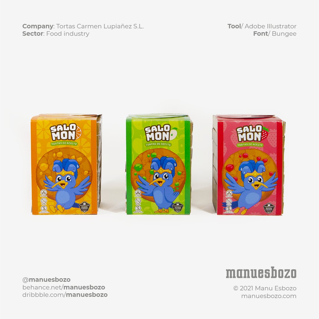manuesbozo's tweet photo. [SALOMÓN]

Packaging proposal with change of target audience (children), for Tortas Carmen Lupiañez S.L.

#tortassalomon #salomon #packaging #design #illustration #childrem #cookies #brand #manuesbozo https://t.co/2WinadgnRp
