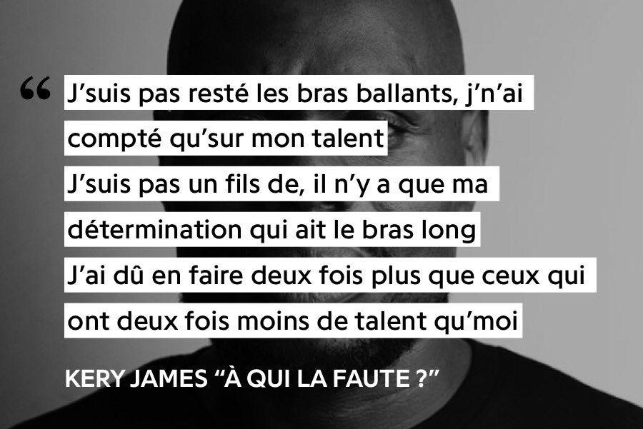 Kery James commence par dire qu’il s’est fait seul a force de courage et de détermination et que les habitants des banlieues devraient faire de même et ne pas attendre d’aide de l’état pour agir.