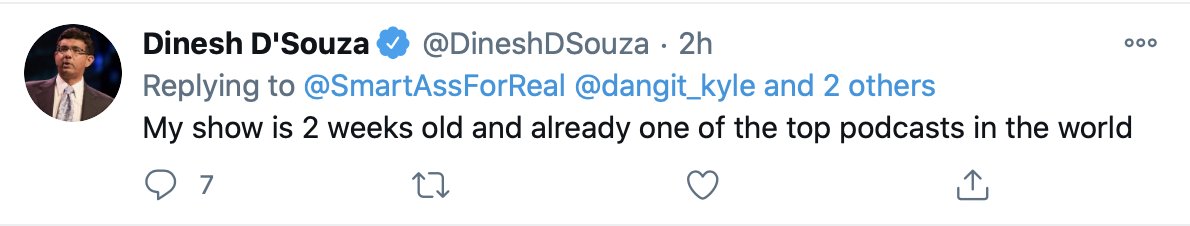 D'Souza has repeatedly promised he'll show examples of this trend he insists is incredibly widespread -- examples that are surely at his fingertips! -- but it's been years now.(He *does* apparently have plenty time to tell everyone else in his replies how very important he is.)
