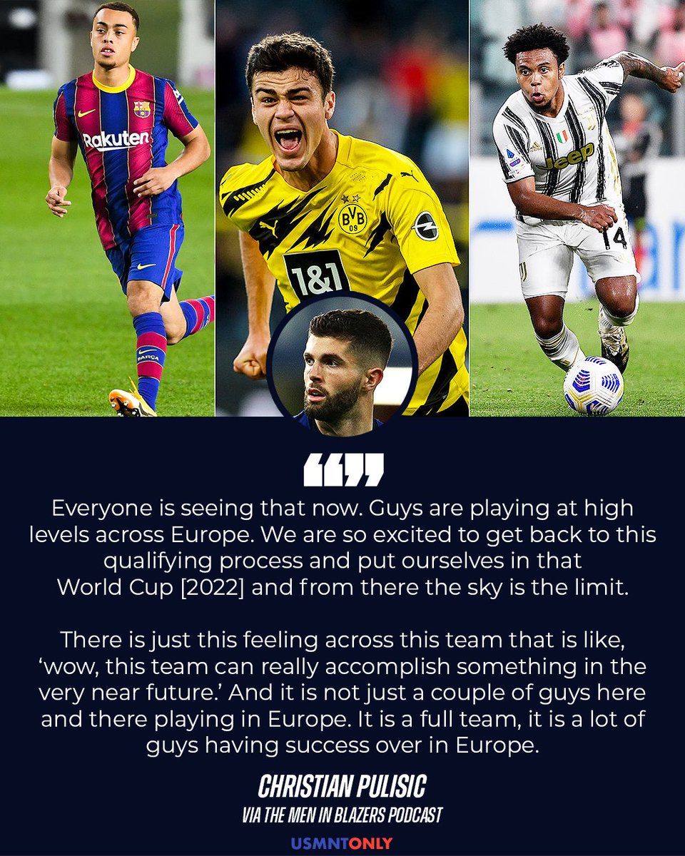 usmntonly's tweet photo. Christian Pulisic says that the sky is the limit for this young USMNT group 🗣 https://t.co/YPK3Yr6FAl
