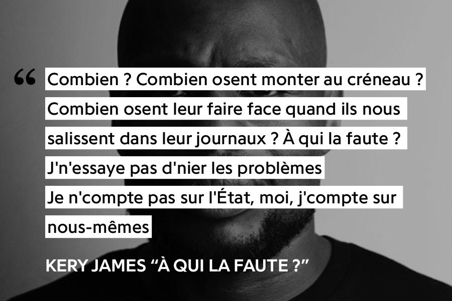 Un morceau qui se termine par un constat de Kery sur le fait que la solidarité disparaît quand l’argent rentre et que peu de ceux qui ont réussi viennent défendre les banlieues ou essaient d’y investir!
