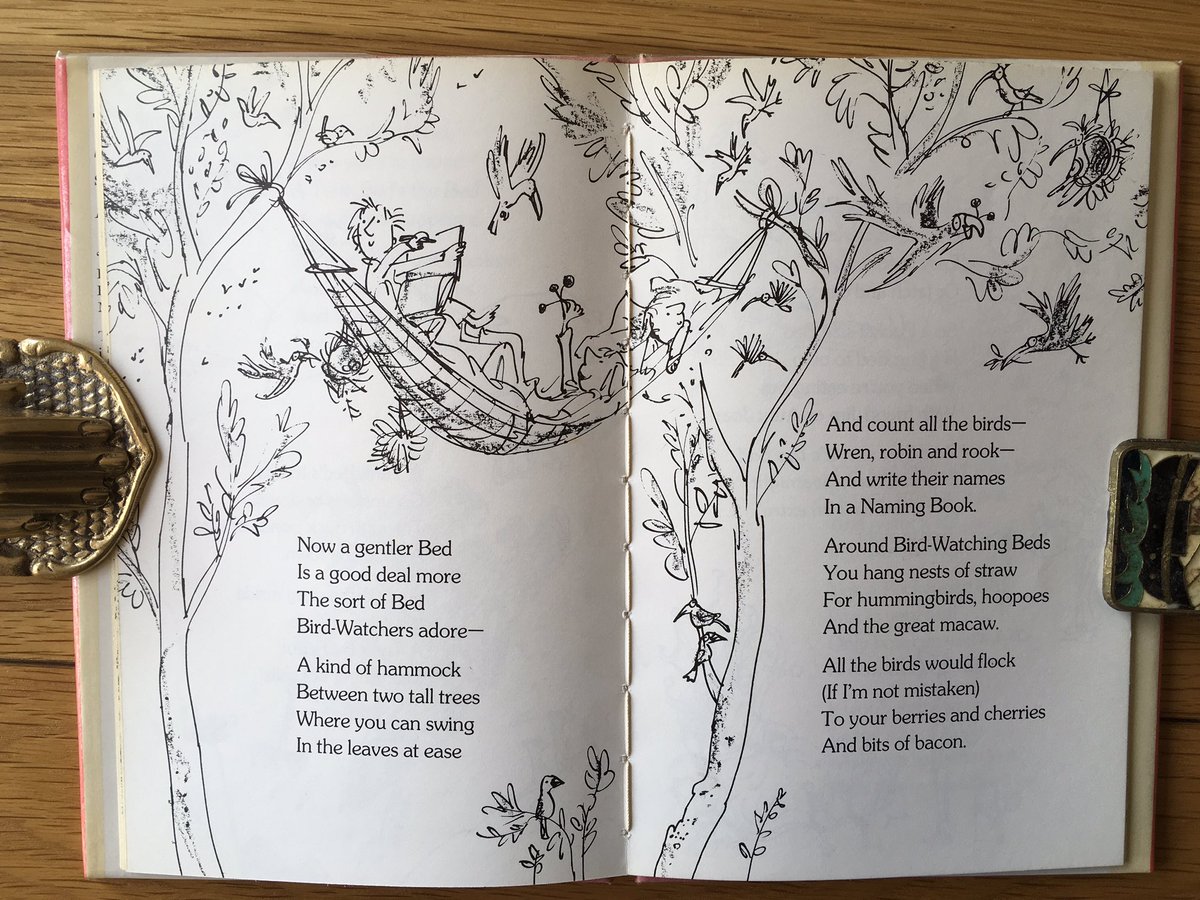 mooseandmouse's tweet photo. Today’s #DailyPoemPicture (rather late in the day, but it’s a gem!) features excerpts from this work by Sylvia Plath. A touch of Dr Seuss, methinks! Of course, you can see the drawings are by QB. #SylviaPlath #QuentinBlake @QuentinBlakeHQ #ChildrensBooks https://t.co/KpE88GaRKM