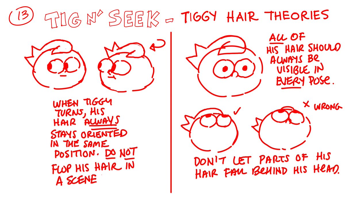13/ Same with his hair...we really struggle to figure out how to make an asymmetrical hair design work for animation.