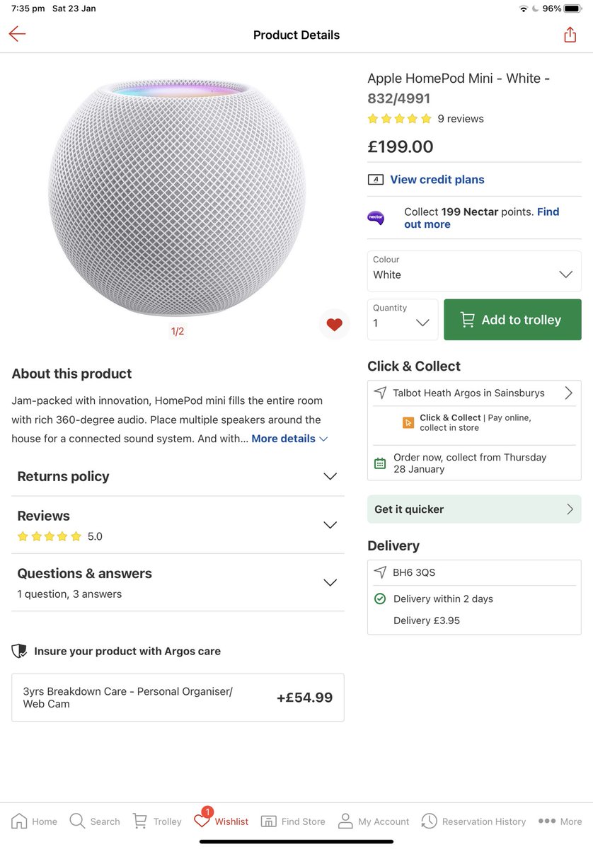 cabincrewash's tweet photo. @ArgosHelpers is this a pricing mistake? I viewed it online 2 days ago and went to order it today and it’s gone up by £100! That’s a huge price increase. Not even Apple are selling it at that price. https://t.co/2Uk29oRnTl