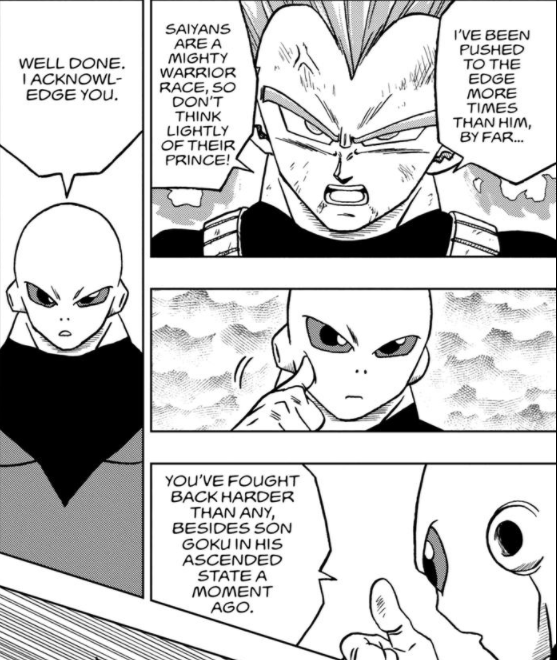 Jiren confirms this form has more raw power than Omen. The aura is similar to Advanced Blue’s, with its signature blobs forming a second layer to the aura, strongly resembling Anime SSJB. Its stamina drain is implied to be slightly more than Completed Blue, which isn't much.