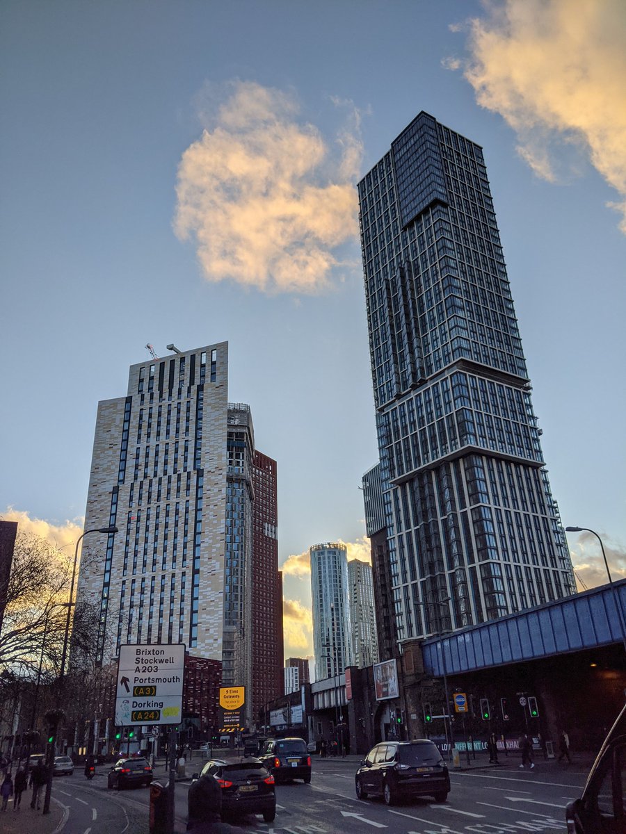 It's very important to limber up (neck exercises etc) BEFORE exploring the Vauxhall skyscraper cluster. Atlas student tower by FCBS (left) looks nothing like it's original renders but it's triangular plan shape is actually pretty cool...