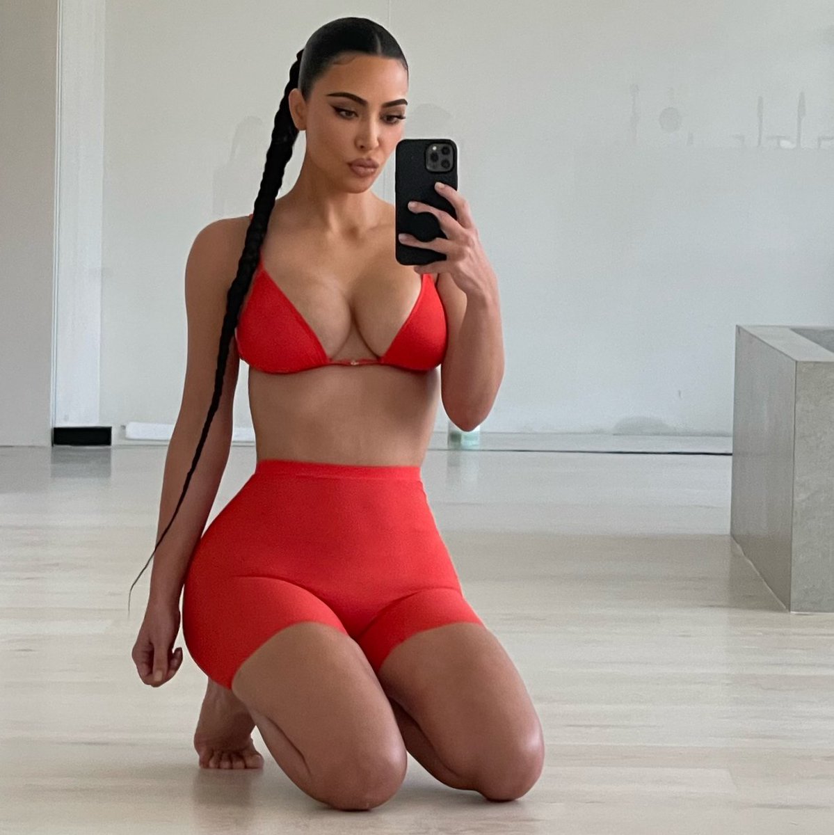 SKIMS on X: .@KimKardashian wears the Jelly Sheer Triangle Bralette and  Short in Poppy — part of our new slinky, sexy and smoothing underwear  styles that mold to your curves. Shop now