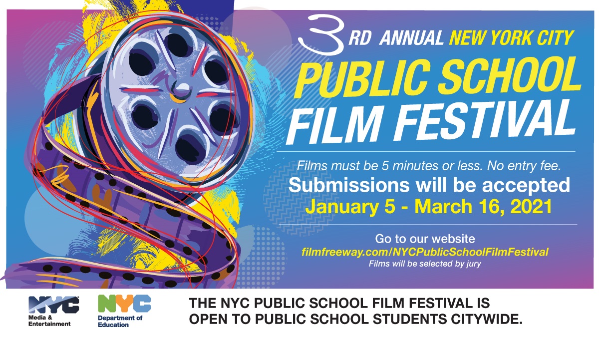 MadeinNY's tweet photo. Hey @NYCSchools students, want to see your movie on the big screen? Get your film submitted to this year's #NYCPSFF by March 16! Apply: https://t.co/JsMVDd0Plh https://t.co/HScQRD4VU9