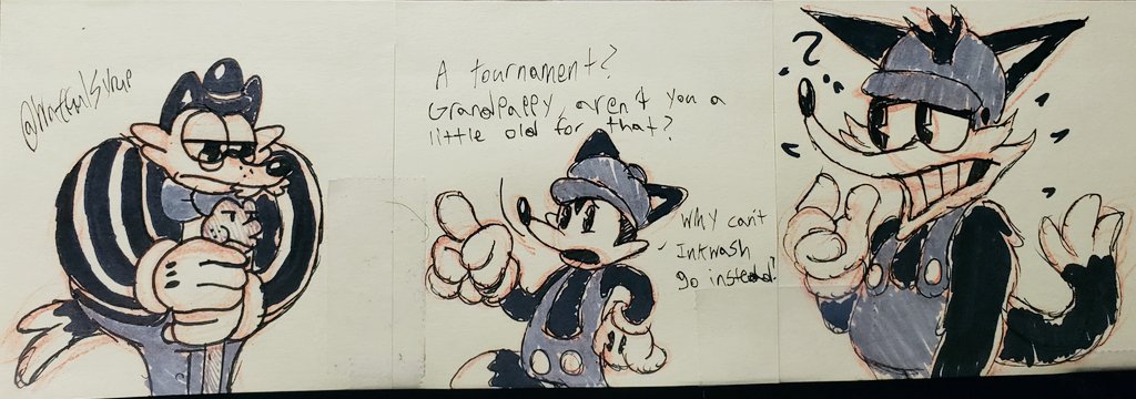 Well incase ya didn't know I'm joining The Tournament of Two Souls ran by @sukoshi_kaze. Grandpappy will be the character I'm entering into it!

Anyway made a comic on stickynotes about it. Sorry if the text is crunched.

Enjoy! And yes, I already have a teamate. 