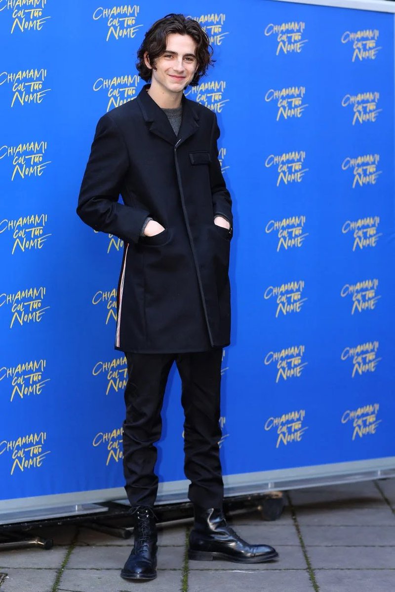 21 January 2018Timothée arrived at the SAG Awards wearing a custom  @CalvinKlein suit.24 January 2018In Rome, Timothée attended a Call Me By Your Name photocall wearing a  @ThomBrowneNY overcoat and lace-up boots.