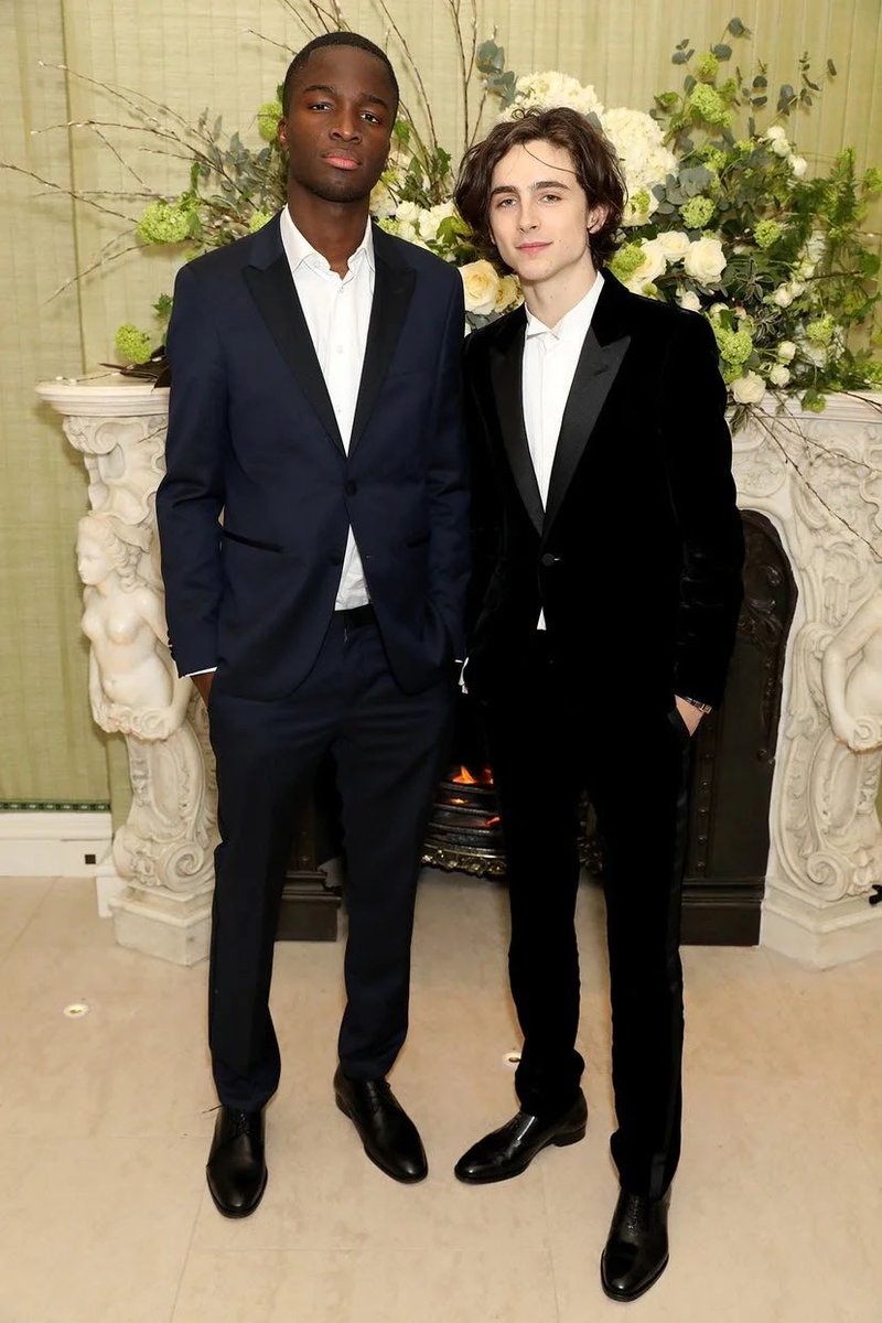 5 February 2018He wore a forest green suit for the Academy Awards nominee luncheon at The Beverly Hilton Hotel. 18 February 2018Stephane Bak joined Timothée — who wore Saint Laurent — at British Vogue’s inaugural Fashion and Film celebration at Annabel’s.
