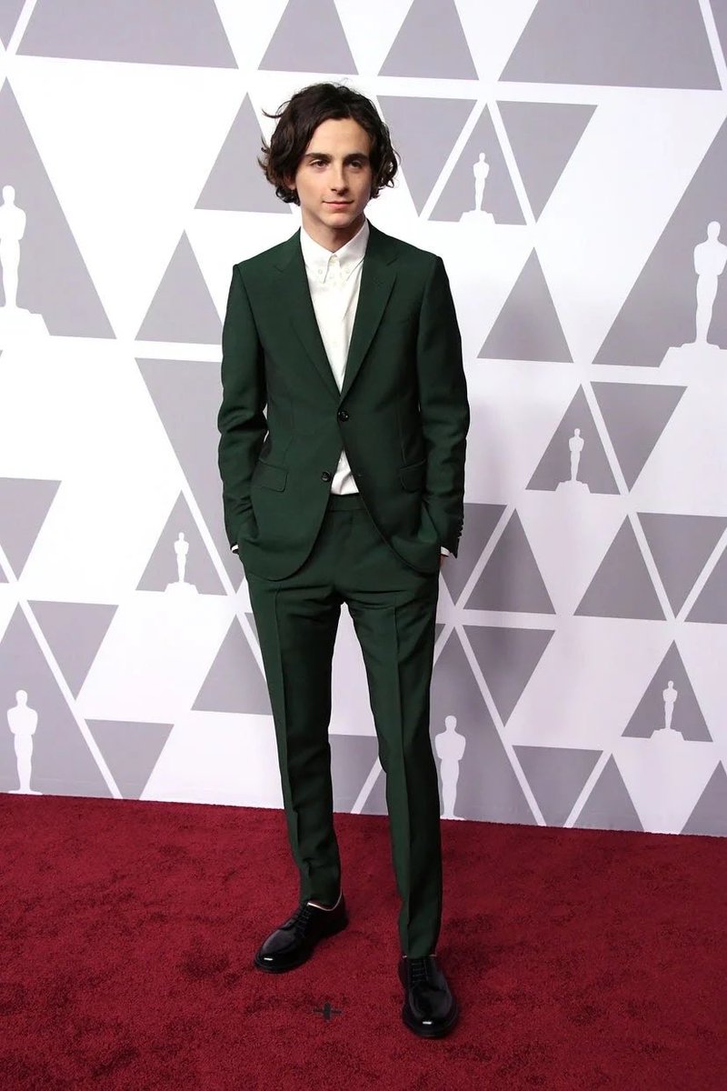 5 February 2018He wore a forest green suit for the Academy Awards nominee luncheon at The Beverly Hilton Hotel. 18 February 2018Stephane Bak joined Timothée — who wore Saint Laurent — at British Vogue’s inaugural Fashion and Film celebration at Annabel’s.