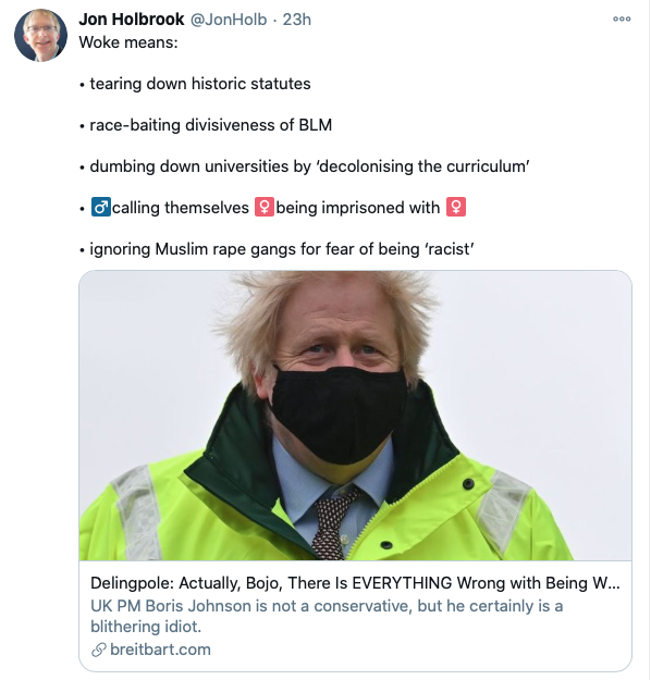 Here's  @cornerstonebarr barrister Jon Holbrook boosting Breitbart & referencing "Muslim rape gangs" 2/