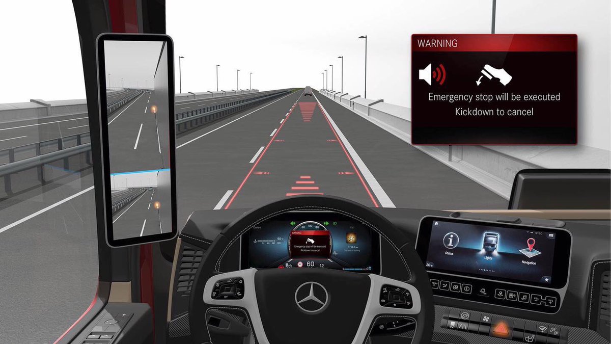 CadimarMercedes's tweet photo. 📰 NOTICIAS 🆕
A partir de junio de 2021, se introducirá la función de parada de emergencia 🤚 en #ActiveDriveAssist (#ADA ) en los @MBEspanaTrucks #Actros. Este sistema gestiona la velocidad del vehículo para mantenerlo a una distancia segura con el vehículo de adelante 🚗 🚛 https://t.co/5LzFbPA4J8