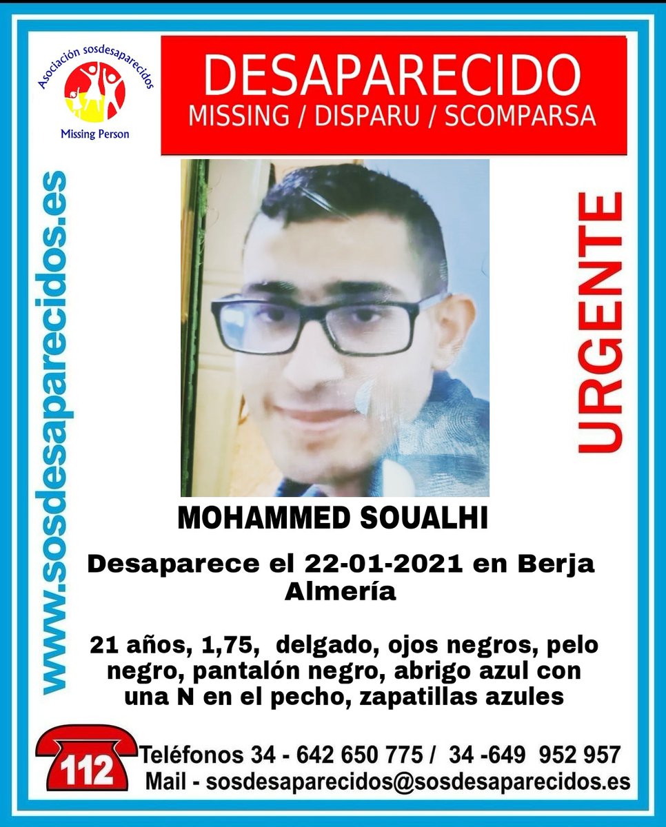 guardiacivil's tweet photo. 🆘#URGENTE ⚠️
Este es Mohammed, y ha #desaparecido en Berja #Almería
Si le ves llámanos 
☎062
☎112
Colabora, tu RT no cuesta nada y es muy importante https://t.co/xJtOhqi0ox
