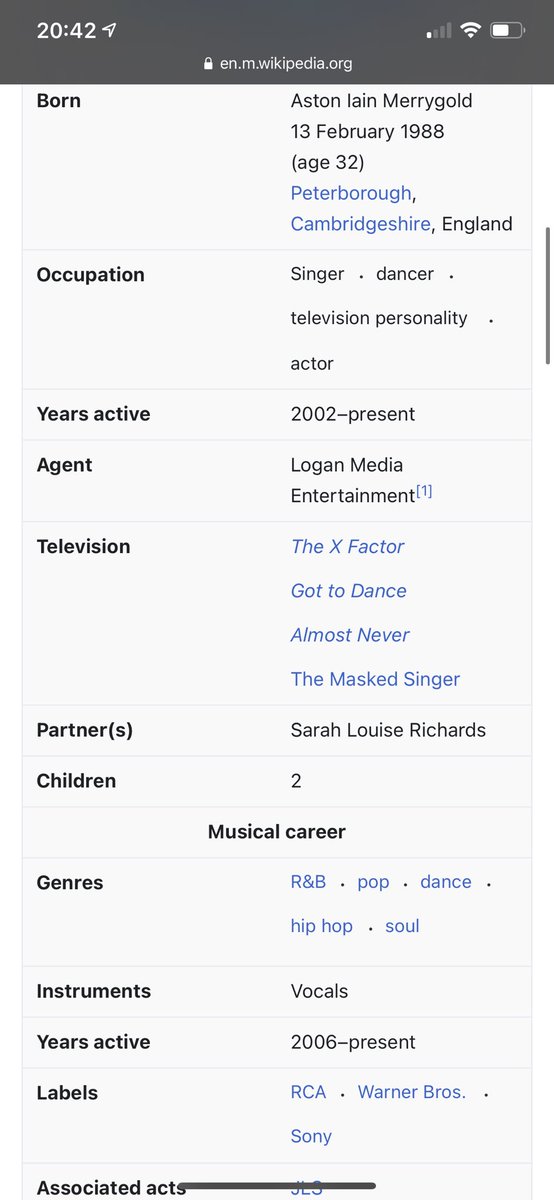 KAYLEIGHDS_'s tweet photo. i’m just saying... Aston’s wiki page says #TheMaskedSingerUK on it... badger is Aston https://t.co/ldGOiM9iEE