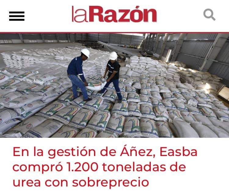 ferlopezarinez's tweet photo. El gobierno de facto no solo paralizó la planta de urea en Cochabamba, sino que compró 1.200 toneladas de urea (con sobreprecio) a una empresa privada.

Ojalá el Beni abra los ojos ante tanta infamia... https://t.co/4U7ddn4fXl