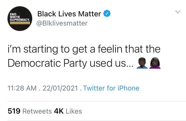 MiguelFontan's tweet image. Aunque el administradorrrsss de la cuenta @Blklivesmatter borró este tuit, la idiotez quedó registrada.

Gracias a @OOCprogresismo por el “screen”. Ello quizás nos permita de algún modo comprender el origen de las protestas de este clan en tiempos de Biden.