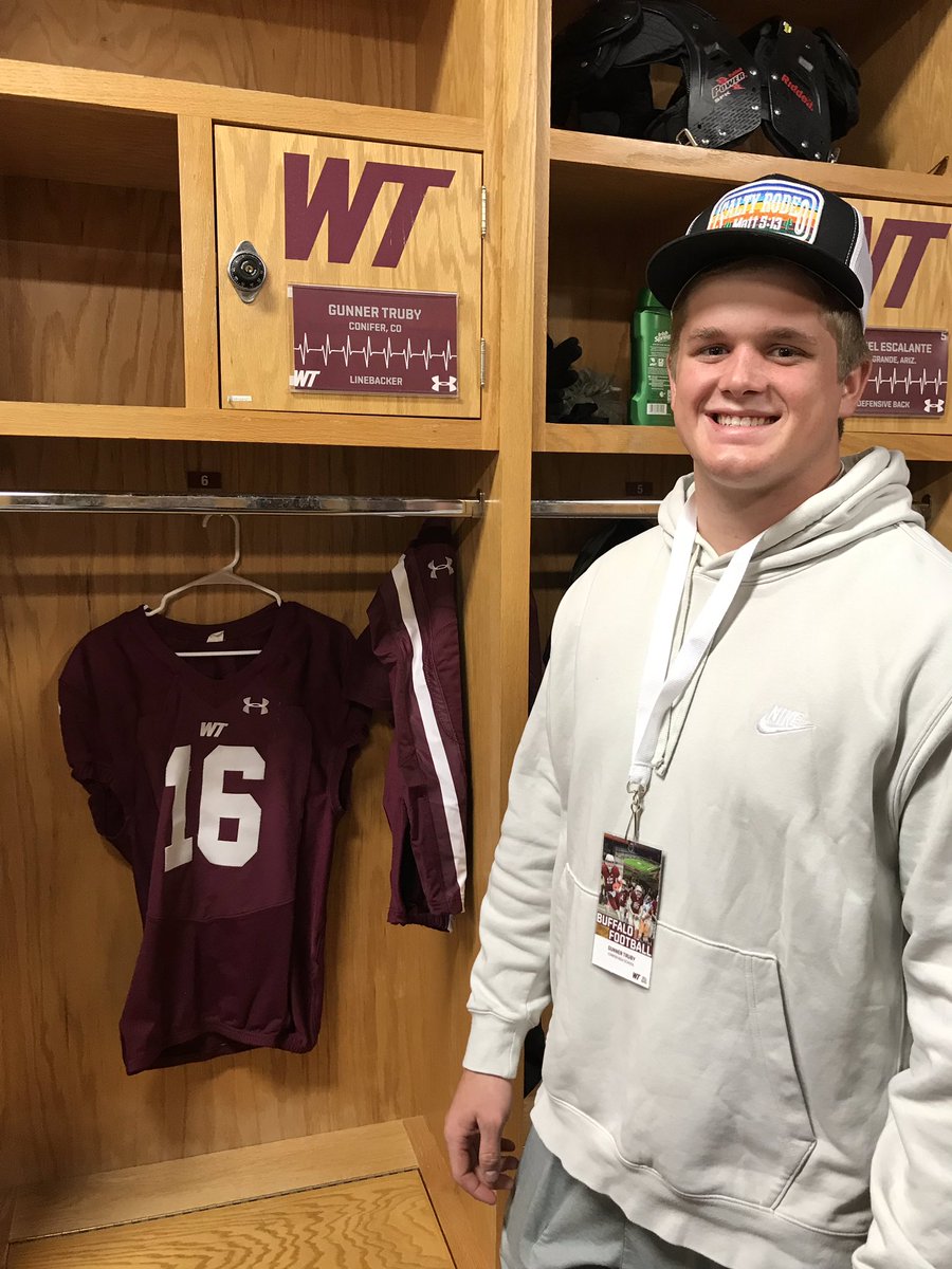TrubyGunner's tweet photo. Blessed to have an official visit at West Texas A&amp;M! Thanks @Coach_HunterH @jbmorris_joe @RussMartinFB1 @CBassett_WT!! You guys have an amazing program! #RollDamnBuffs #WeAreOne @PlayBookAthlete @CoachJ_Shipley https://t.co/fEyKd3CWZj