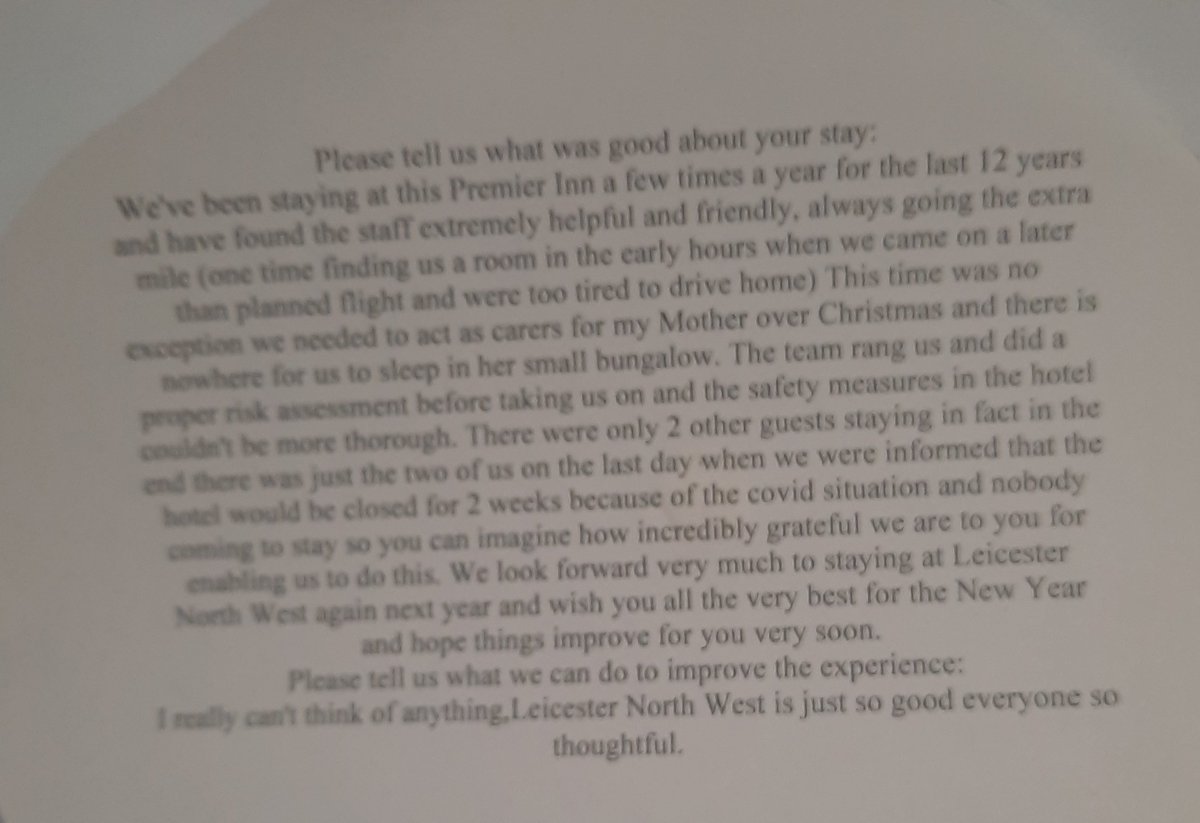Amazing comments coming through our new guest survey portal 👏💪 well done team <a href="/LeicNW_PI/">Leic North West PI</a>  keep it up x 
<a href="/hinsonyates47/">Tony Hinson Yates</a>