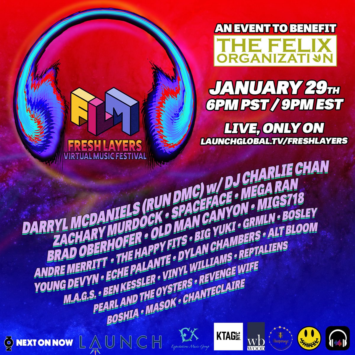 Happy to be part of this <a href="/fresh_layers/">Fresh Layers Music</a> 🙏 Come hang with us on January 29th @LaunchGlobalTV to benefit the <a href="/felix4change/">Felix Organization</a> 🌞